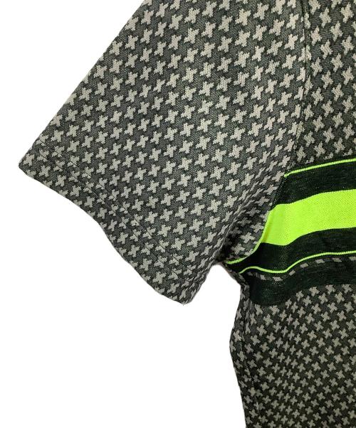 MASTER BUNNY EDITION（マスターバニーエディション）MASTER BUNNY EDITION (マスターバニーエディション) ジャガード半袖ハイネックカットソー <レトロ千鳥>  グレー×グリーン 未使用品の古着・服飾アイテム