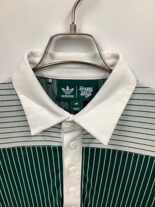 adidas（アディダス）adidas (アディダス) Bogey Boys (ボギーボーイズ)  BOGEY BOYS ストライプポロ グリーン サイズ:Mの古着・服飾アイテム