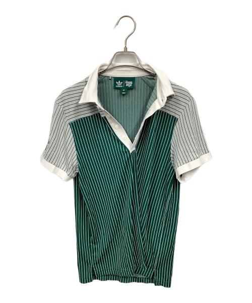 adidas（アディダス）adidas (アディダス) Bogey Boys (ボギーボーイズ)  BOGEY BOYS ストライプポロ グリーン サイズ:Mの古着・服飾アイテム