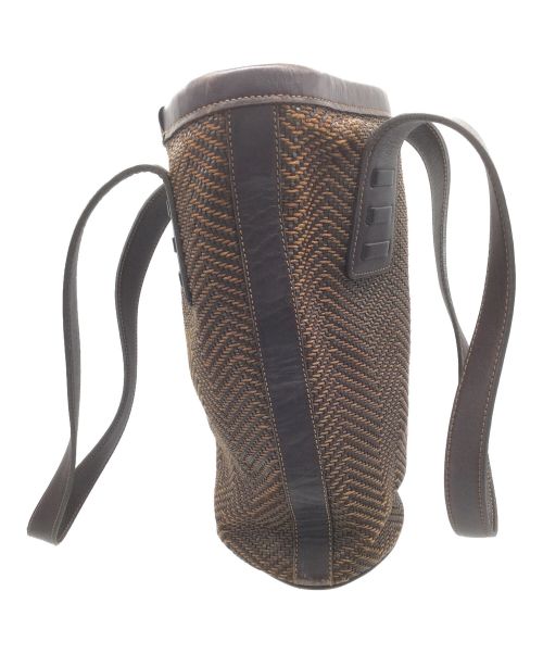 LOEWE（ロエベ）LOEWE (ロエベ) 編み込みバケツ型トートバッグ ブラウンの古着・服飾アイテム