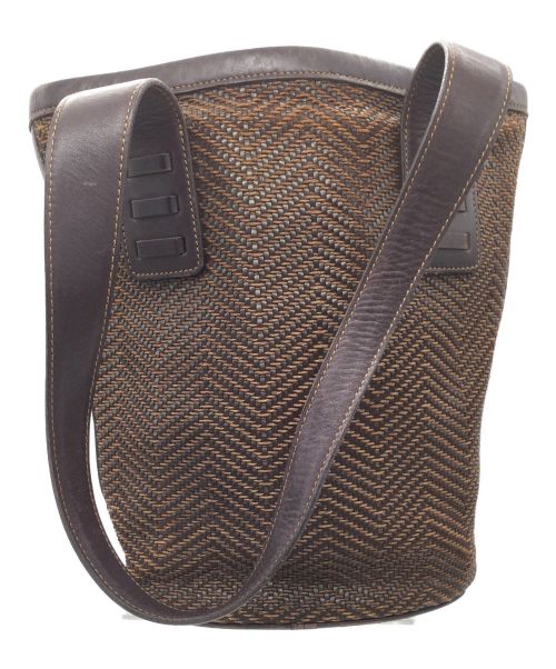 LOEWE（ロエベ）LOEWE (ロエベ) 編み込みバケツ型トートバッグ ブラウンの古着・服飾アイテム
