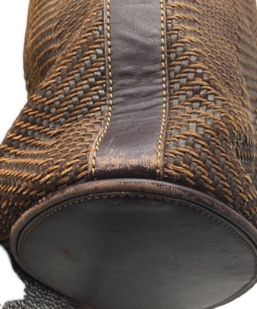 LOEWE（ロエベ）LOEWE (ロエベ) 編み込みバケツ型トートバッグ ブラウンの古着・服飾アイテム