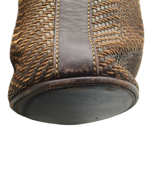 LOEWE（ロエベ）LOEWE (ロエベ) 編み込みバケツ型トートバッグ ブラウンの古着・服飾アイテム