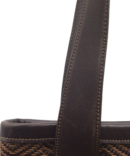 LOEWE（ロエベ）LOEWE (ロエベ) 編み込みバケツ型トートバッグ ブラウンの古着・服飾アイテム