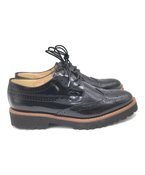 FABIO RUSCONI（ファビオルスコーニ）FABIO RUSCONI (ファビオルスコーニ) タンクソールブローグレースアップシューズ ブラック サイズ:35の古着・服飾アイテム