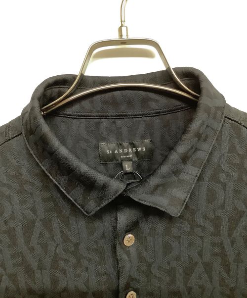 St ANDREWS（セントアンドリュース）St ANDREWS (セントアンドリュース) スクエアロゴポロシャツ ブラック サイズ:Lの古着・服飾アイテム