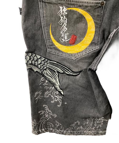 DOG TOWN（ドッグ タウン）DOG TOWN (ドッグ タウン) ロゴ刺繍ハーフデニムパンツ グレー サイズ:不明の古着・服飾アイテム