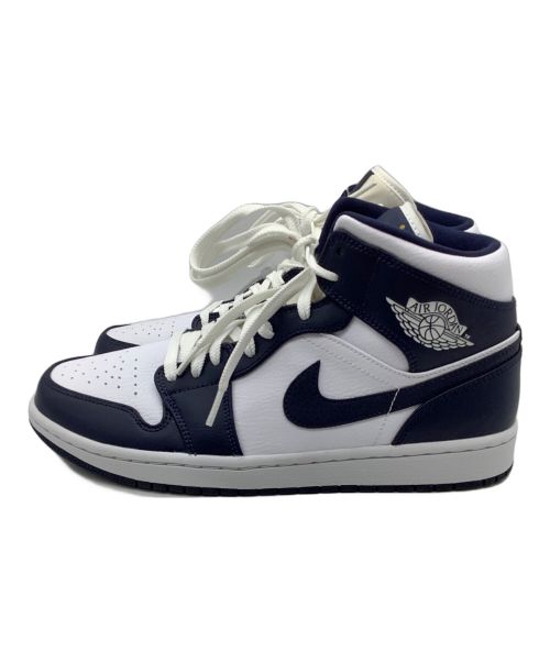 NIKE（ナイキ）NIKE (ナイキ) Air Jordan 1 Mid White Metallic Gold Obsidian ネイビー×ホワイト サイズ:27.5 未使用品の古着・服飾アイテム