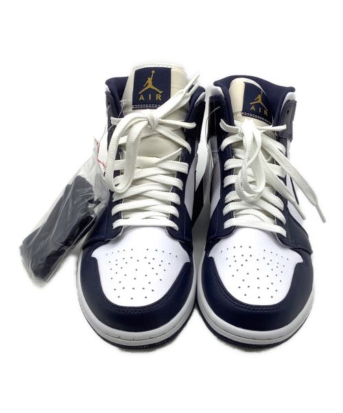 NIKE（ナイキ）NIKE (ナイキ) Air Jordan 1 Mid White Metallic Gold Obsidian ネイビー×ホワイト サイズ:27.5 未使用品の古着・服飾アイテム