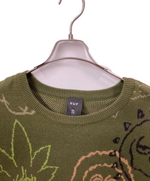 HUF（ハフ）HUF (ハフ) GREEN BUDDY UGLY SWEATER オリーブ サイズ:XXLの古着・服飾アイテム