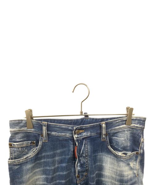 DSQUARED2（ディースクエアード）DSQUARED2 (ディースクエアード) Light Sandy Slash Wash Tidy Biker Jeans インディゴ サイズ:48の古着・服飾アイテム