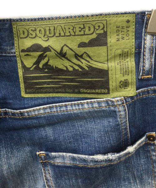 DSQUARED2（ディースクエアード）DSQUARED2 (ディースクエアード) Light Sandy Slash Wash Tidy Biker Jeans インディゴ サイズ:48の古着・服飾アイテム