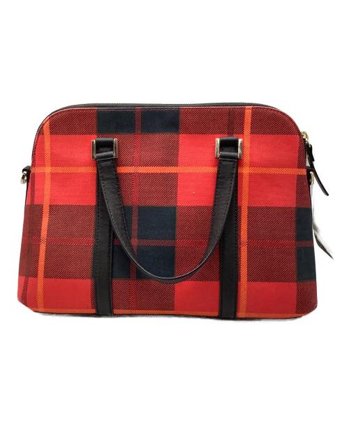 Kate Spade（ケイトスペード）Kate Spade (ケイトスペード) チェックハンドバッグ レッドの古着・服飾アイテム