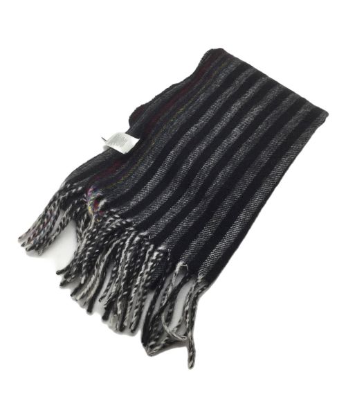 PAUL SMITH（ポールスミス）Paul Smith (ポールスミス) ウールボーダーストール ブラックの古着・服飾アイテム