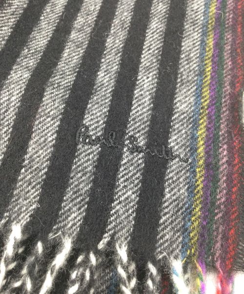 PAUL SMITH（ポールスミス）Paul Smith (ポールスミス) ウールボーダーストール ブラックの古着・服飾アイテム