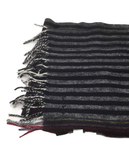 PAUL SMITH（ポールスミス）Paul Smith (ポールスミス) ウールボーダーストール ブラックの古着・服飾アイテム