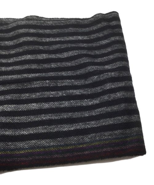 PAUL SMITH（ポールスミス）Paul Smith (ポールスミス) ウールボーダーストール ブラックの古着・服飾アイテム