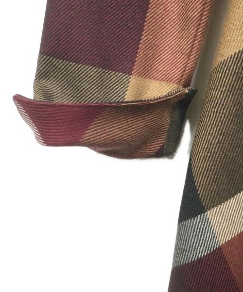 BLUE LABEL CRESTBRIDGE（ブルーレーベルクレストブリッジ）BLUE LABEL CRESTBRIDGE (ブルーレーベルクレストブリッジ) チェック長袖ワンピース ワインレッド サイズ:Mの古着・服飾アイテム