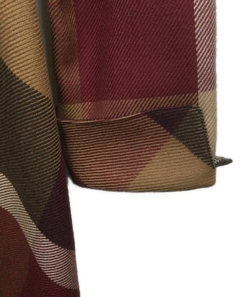 BLUE LABEL CRESTBRIDGE（ブルーレーベルクレストブリッジ）BLUE LABEL CRESTBRIDGE (ブルーレーベルクレストブリッジ) チェック長袖ワンピース ワインレッド サイズ:Mの古着・服飾アイテム