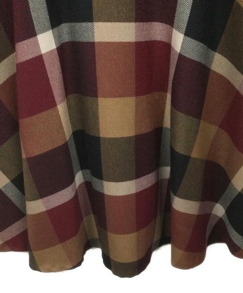 BLUE LABEL CRESTBRIDGE（ブルーレーベルクレストブリッジ）BLUE LABEL CRESTBRIDGE (ブルーレーベルクレストブリッジ) チェック長袖ワンピース ワインレッド サイズ:Mの古着・服飾アイテム