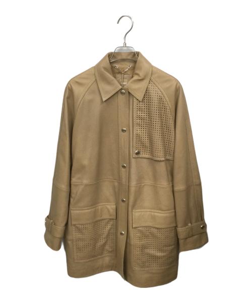 HUGO BOSS（ヒューゴ ボス）HUGO BOSS (ヒューゴ ボス) パンチングラムレザーコート ブラウン サイズ:36 未使用品の古着・服飾アイテム