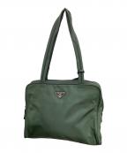 PRADAプラダ）の古着「南京錠付きナイロンバッグ グリーン」｜グリーン