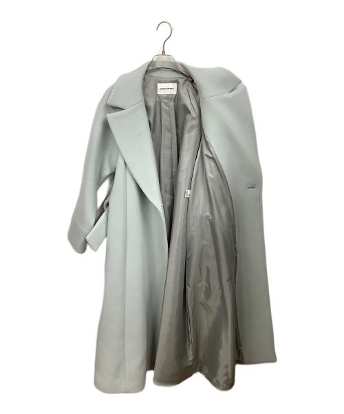 EMMEL REFINES（エメル リファインズ）EMMEL REFINES (エメル リファインズ) ベルテッドフレアロングコート ブルー サイズ:Mの古着・服飾アイテム