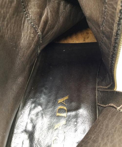 PRADA（プラダ）PRADA (プラダ) サイドジップスエードブーツ ブラウン サイズ:5　1/2の古着・服飾アイテム