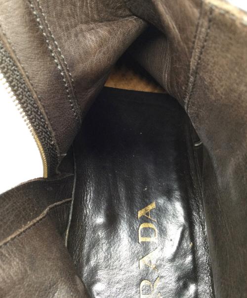 PRADA（プラダ）PRADA (プラダ) サイドジップスエードブーツ ブラウン サイズ:5　1/2の古着・服飾アイテム