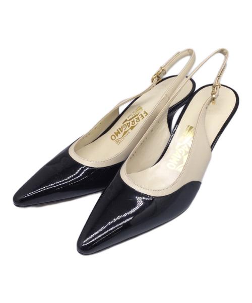 Salvatore Ferragamo（サルヴァトーレ フェラガモ）Salvatore Ferragamo (サルヴァトーレ フェラガモ) パンプス ブラック×ベージュ サイズ:6Cの古着・服飾アイテム