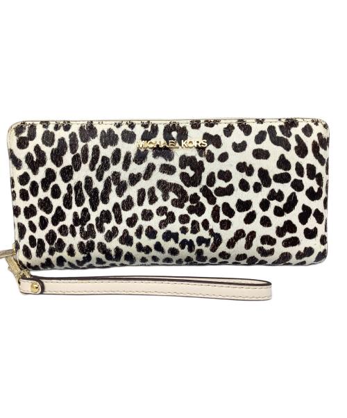 MICHAEL KORS（マイケル・コース）MICHAEL KORS (マイケルコース) ラウンドファスナー財布　ブラック×ホワイト ブラック×ホワイトの古着・服飾アイテム