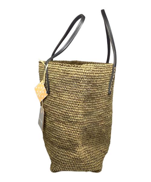 Sans-Arcidet（サン・アルシデ）Sans-Arcidet (サン・アルシデ) レザーハンドルラフィアトートバッグ　ベージュ ベージュ 未使用品の古着・服飾アイテム