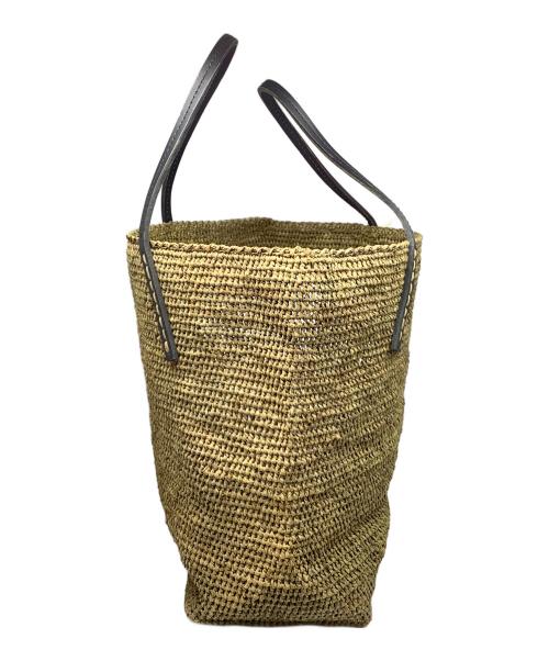 Sans-Arcidet（サン・アルシデ）Sans-Arcidet (サン・アルシデ) レザーハンドルラフィアトートバッグ　ベージュ ベージュ 未使用品の古着・服飾アイテム