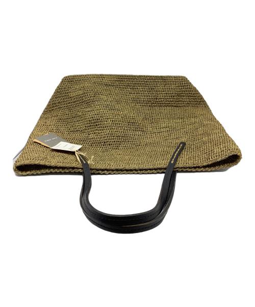 Sans-Arcidet（サン・アルシデ）Sans-Arcidet (サン・アルシデ) レザーハンドルラフィアトートバッグ　ベージュ ベージュ 未使用品の古着・服飾アイテム