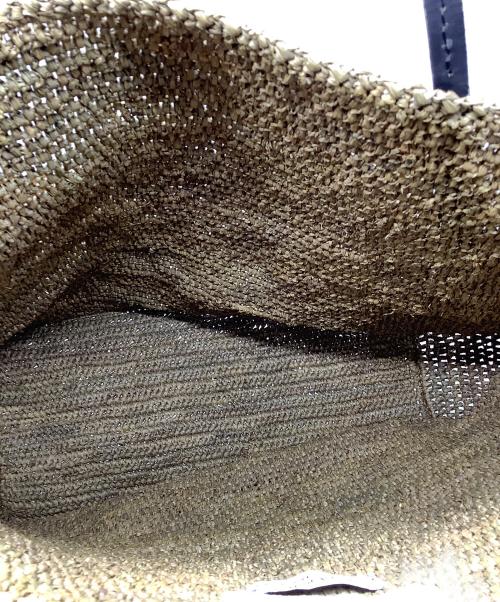 Sans-Arcidet（サン・アルシデ）Sans-Arcidet (サン・アルシデ) レザーハンドルラフィアトートバッグ　ベージュ ベージュ 未使用品の古着・服飾アイテム