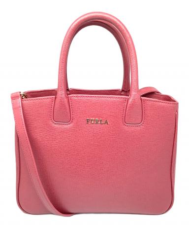 美品 FURLA フルラ 2way 巾着ショルダーバッグ ハンドバッグ ピンク レッド レディース 古着 中古 USED FURLA（フルラ） 美品 2way 巾着ショルダーバッグ ハンドバッグ ピンク