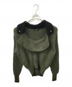 CHAMOIS Vシャミーヴィ）の古着「モヘアニット オリーブ×ブラック　」｜オリーブ