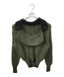 CHAMOIS V（シャミーヴィ）の古着「モヘアニット オリーブ×ブラック　」｜オリーブ