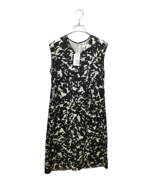 BALLSEY（ボールジィ）BALLSEY (ボールジィ) モノトーンフラワープリント フロントタックワンピース ブラック サイズ:36 未使用品の古着・服飾アイテム