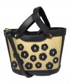 DIANAダイアナ）の古着「2WAYバッグ フラワー ブラック×ベージュ」｜ブラック×ベージュ