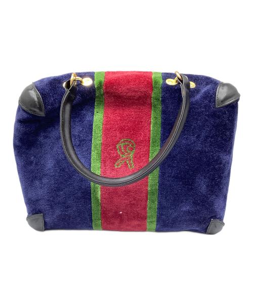 Roberta di camerino（ロベルタ ディ カメリーノ）Roberta di camerino (ロベルタ ディ カメリーノ) スエードハンドバッグ ネイビー×レッドの古着・服飾アイテム