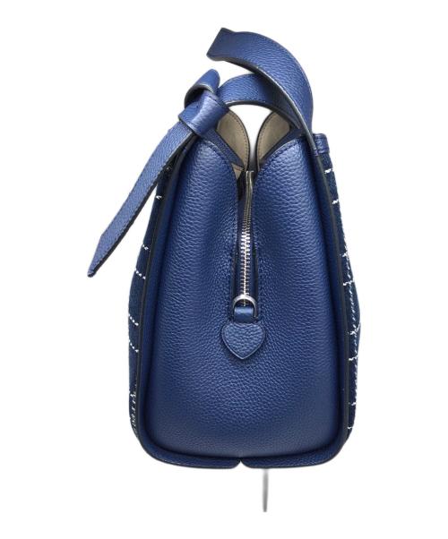 Kate Spade（ケイトスペード）Kate Spade (ケイトスペード) ノット デニム チェック ミディアム クロスボディ トート ネイビーの古着・服飾アイテム