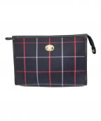 Burberry'sバーバリー）の古着「クラッチバッグ チェック ネイビー」｜ネイビー
