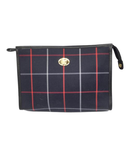 Burberry's（バーバリー）Burberry's (バーバリーズ) クラッチバッグ チェック ネイビー ネイビーの古着・服飾アイテム