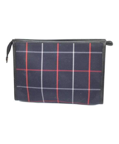 Burberry's（バーバリー）Burberry's (バーバリーズ) クラッチバッグ チェック ネイビー ネイビーの古着・服飾アイテム