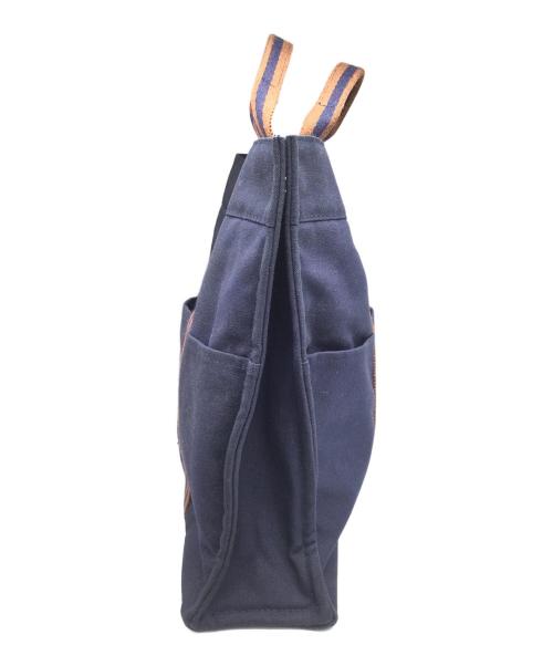 HERMES（エルメス）HERMES (エルメス) キャンバストートバッグ 	ネイビー×ブラウン ネイビー×ブラウンの古着・服飾アイテム