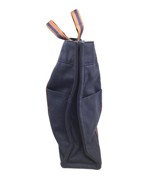 HERMES（エルメス）HERMES (エルメス) キャンバストートバッグ 	ネイビー×ブラウン ネイビー×ブラウンの古着・服飾アイテム