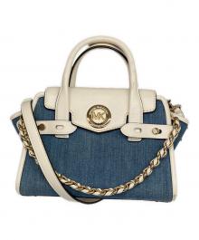 MICHAEL KORS（マイケル・コース）の古着「デニムショルダーバッグ ホワイト×ブルー」｜ホワイト×ブルー