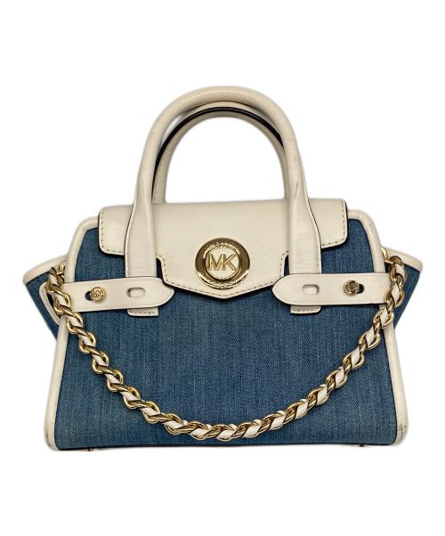 MICHAEL KORS（マイケル・コース）MICHAEL KORS (マイケルコース) デニムショルダーバッグ ホワイト×ブルー ホワイト×ブルーの古着・服飾アイテム