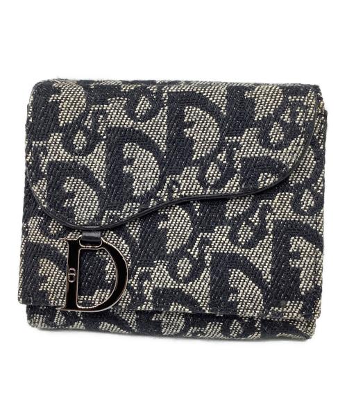 Christian Dior（クリスチャン ディオール）Christian Dior (クリスチャン ディオール) トロッター 2つ折り財布 ブラック×グレーの古着・服飾アイテム